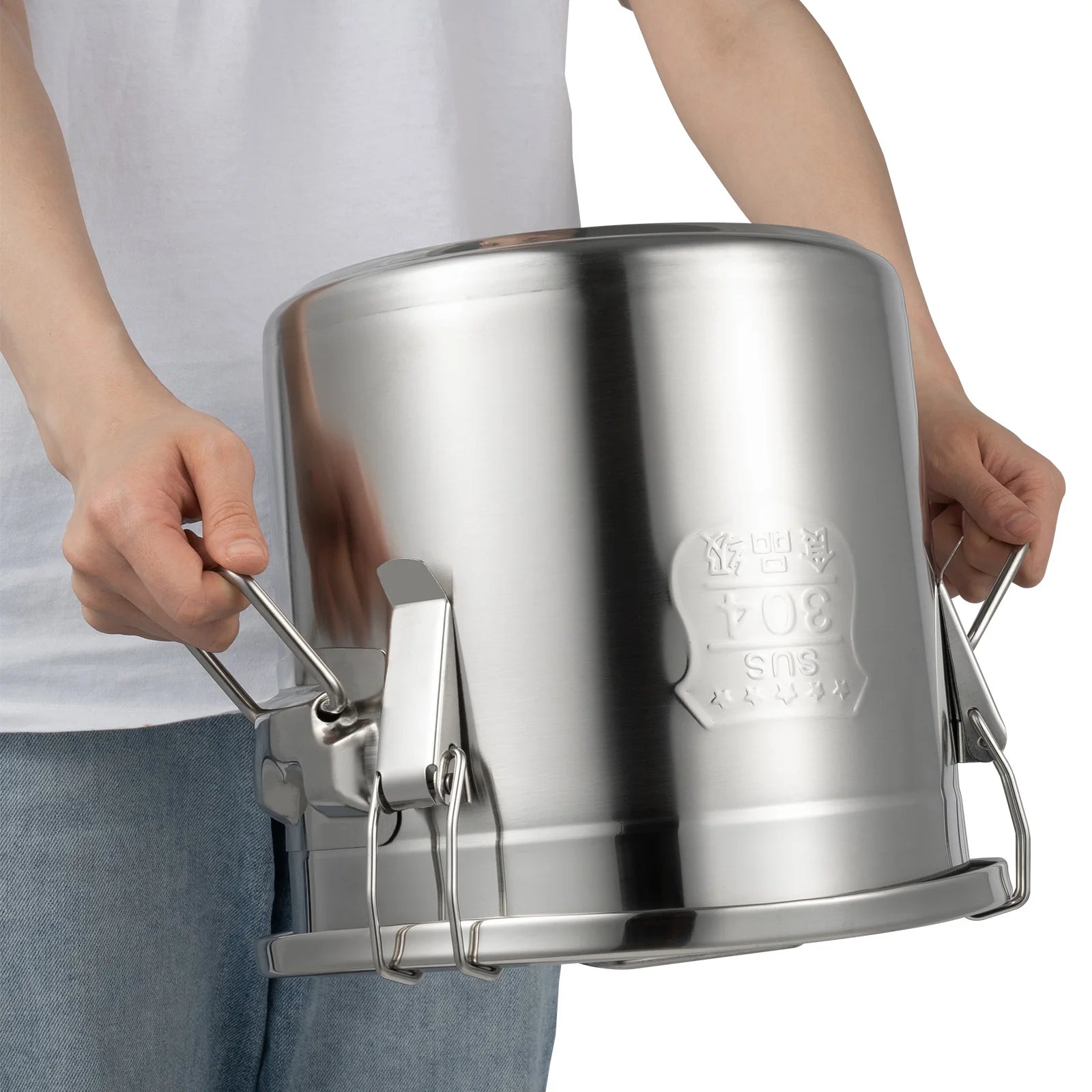 Bymaocar 12L 304 Stainless Steel Cereal Container Metal Kitchen Rice Oil Storage Bucket Airtight Durable, Corrosion Resistant