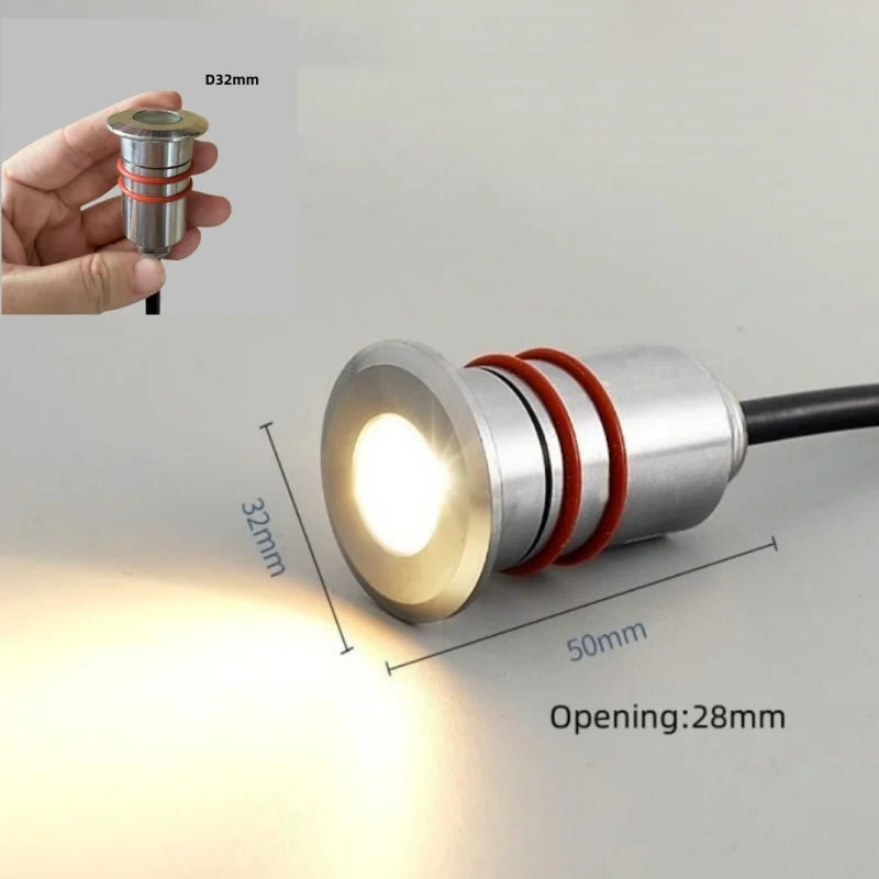 DC12V 24V LED Mini Underwater Light IP68 Waterproof Underground Lamp Spotlight Stainless Steel for Pool Stair Step Pathway Deck