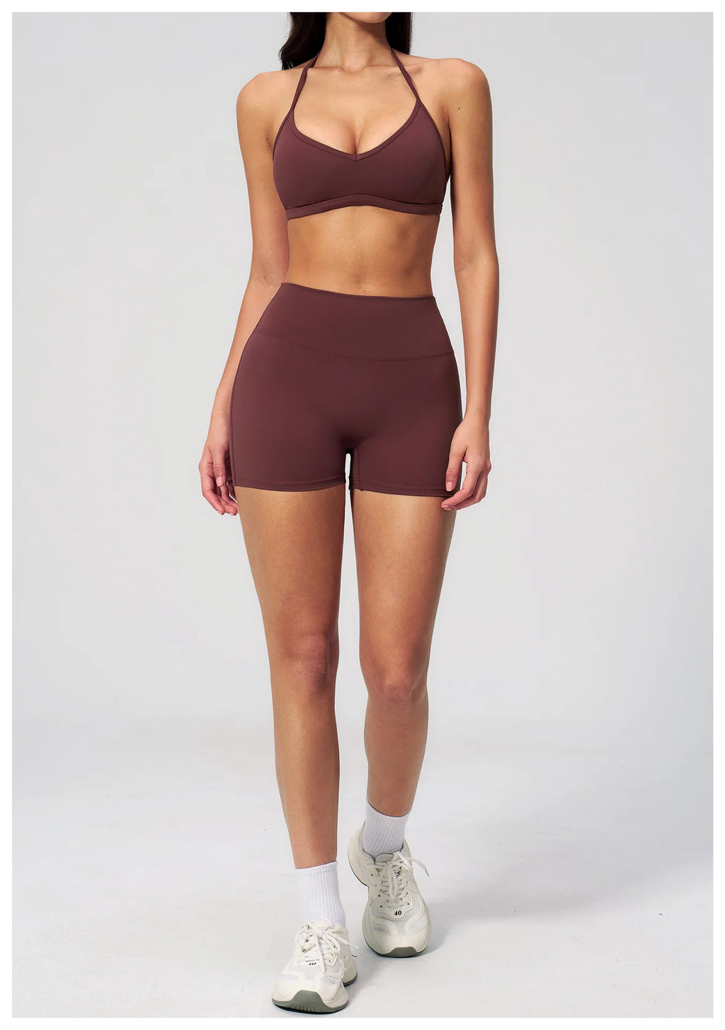 2 Pieces Yoga Set Women Tracksuit Backless Halter Tops High Waist Shorts Gym Suits Fitness Sportswear Workout Sets Athletic Wear