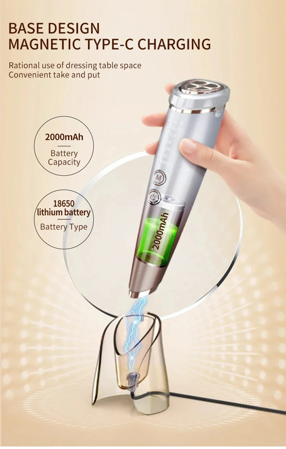 Home Beauty Instrument High Frequency Lifting Machine RF Face Massager Skin Care Tool for HIUFU Facial Lifting and Eye Tightenin