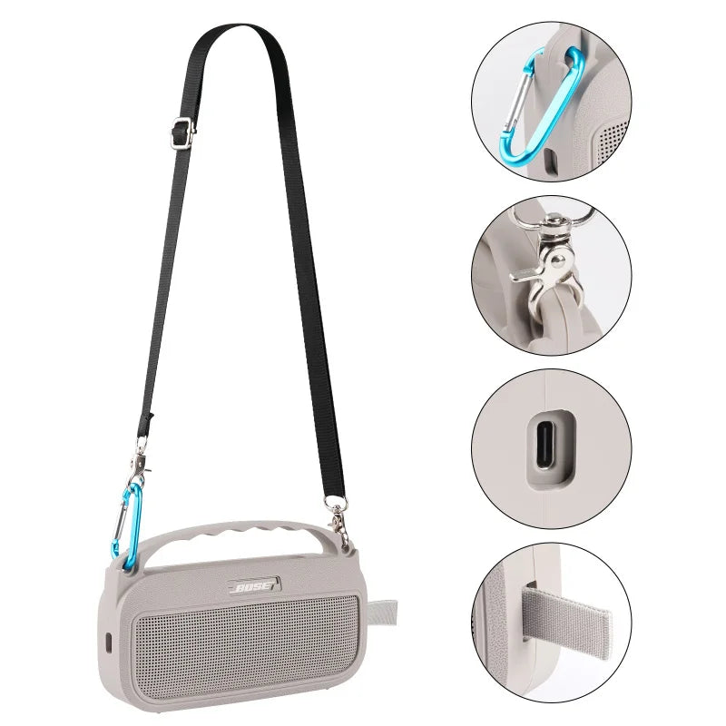 ZOPRORE Silicone Cover Case for Bose SoundLink Flex (2nd Gen) Speaker, Travel Protective Cover with Shoulder Strap and Carabiner