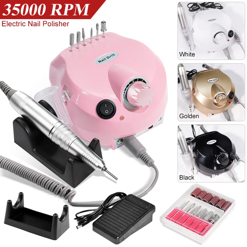 35000/20000 RPM Electric Nail Drill Machine Mill Cutter Sets for Manicure Nail Tips Manicure Electric Nails Pedicure File Tools