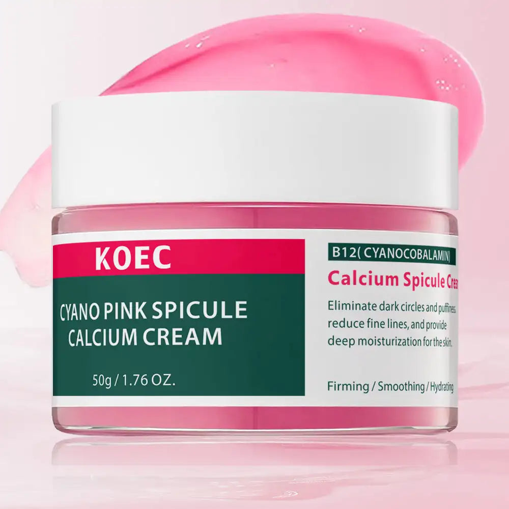 50g KOEC Pink Spicule Microneedling Calcium Eye Cream Firming Hydrating Eliminate Dark Circles Fine Lines Collagen Vitamin B12