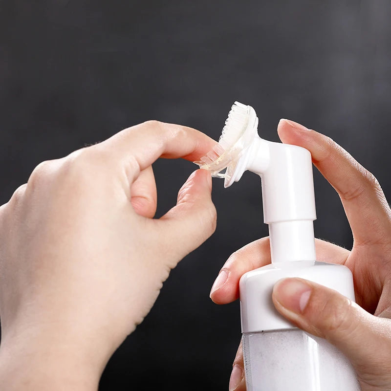 Facial Cleanser Foaming Bottle Mini Foaming Soap Dispenser With Clean Brush Head For Home Outdoor,Transparent Foam Bottle