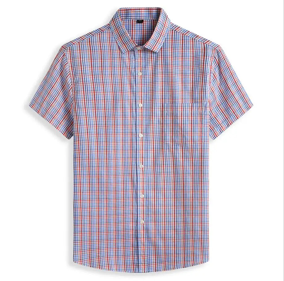 100% Cotton 5XL 6XL 7XL 8XL 12XL Men's Plus Size Shirts Fashion Casual Classic Style Comfortable Plaid Short Sleeve Shirt Male