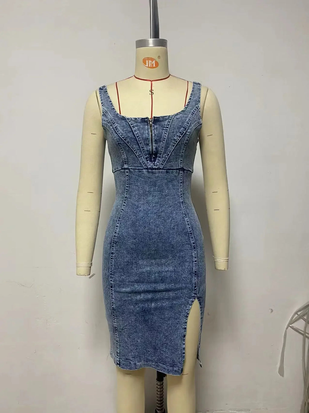 Sundress Women Denim Sheath Dresses Sexy Streetwear Sleeveless Distressed Backless Zipper Slip Dress 2025 Summer Vestidos