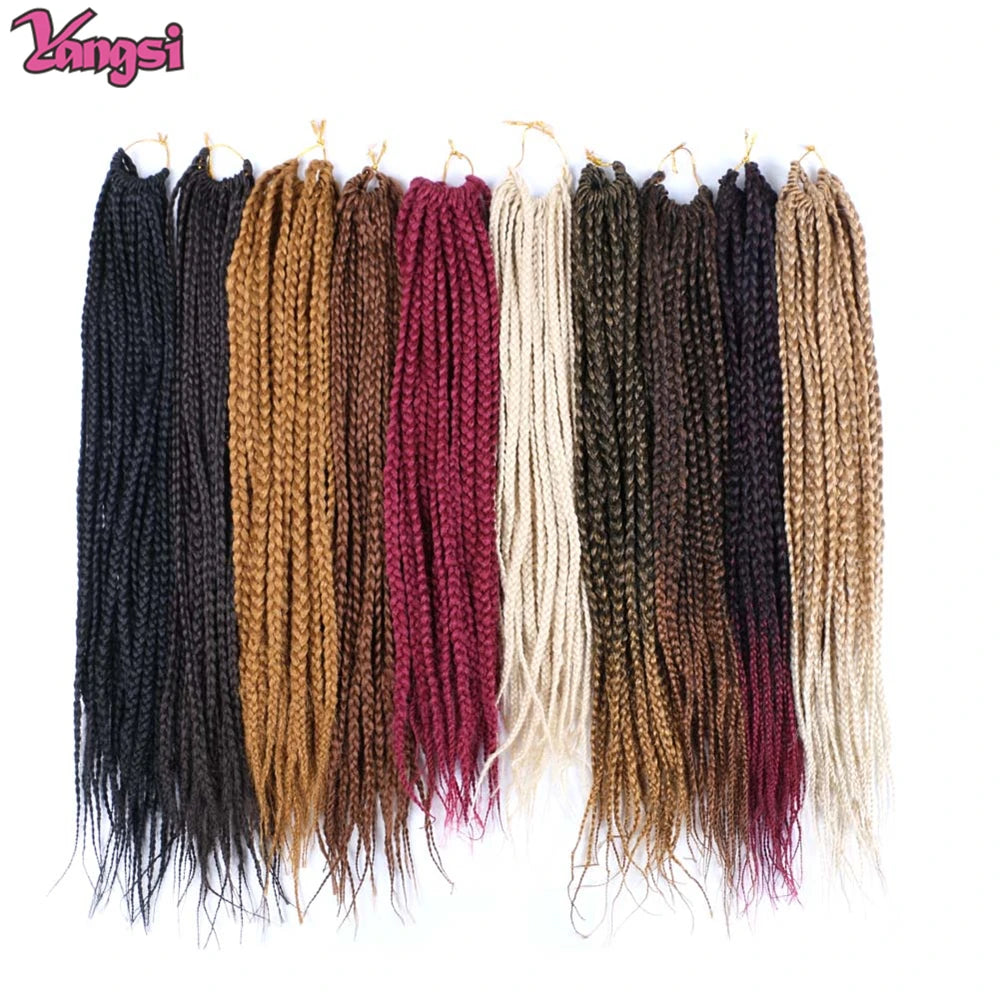 Full Star 3X Small Box Braids 14” 18” Synthetic Hair 80 g Crochet Braids 22 Strands/Pack for Women Ombre Brown Black Color