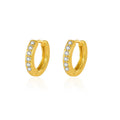 14K Gold emerald Jewelry Stud Earrings for Females Single Row Full Drill Buckle Aros Mujer Oreja Real 14 K Yellow Gold Orecchini
