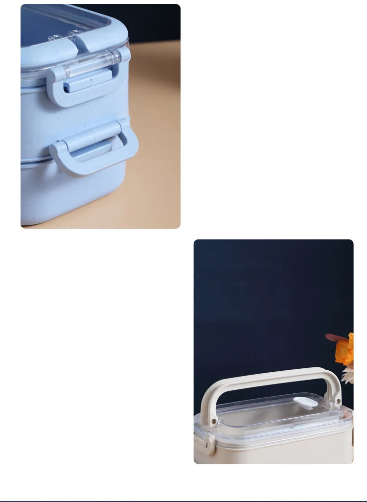 Kitchen Home Microwave Lunch Box Wheat Straw Dinnerware Food Storage Container Children Kids School Office Portable Bento Box