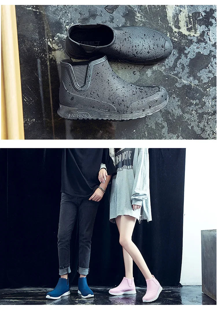 Rain Shoes for Lovers Rubber Shoe Platform Ankle Boots Autumn Winter Slip on Booties Boots for Men Waterproof Work Botas Hombres