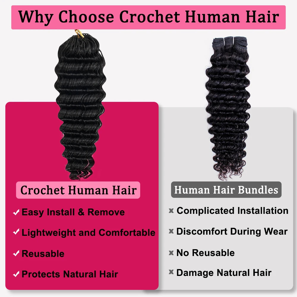 Deep Wave Crochet Hair Extensions – Multiple Colors & Pack Sizes