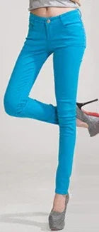 Women's Candy Color Pants Pencil Trousers Spring Autumn Elegant Office Mid Waist Pants For Women Slim Skinny Jeans Pants Female