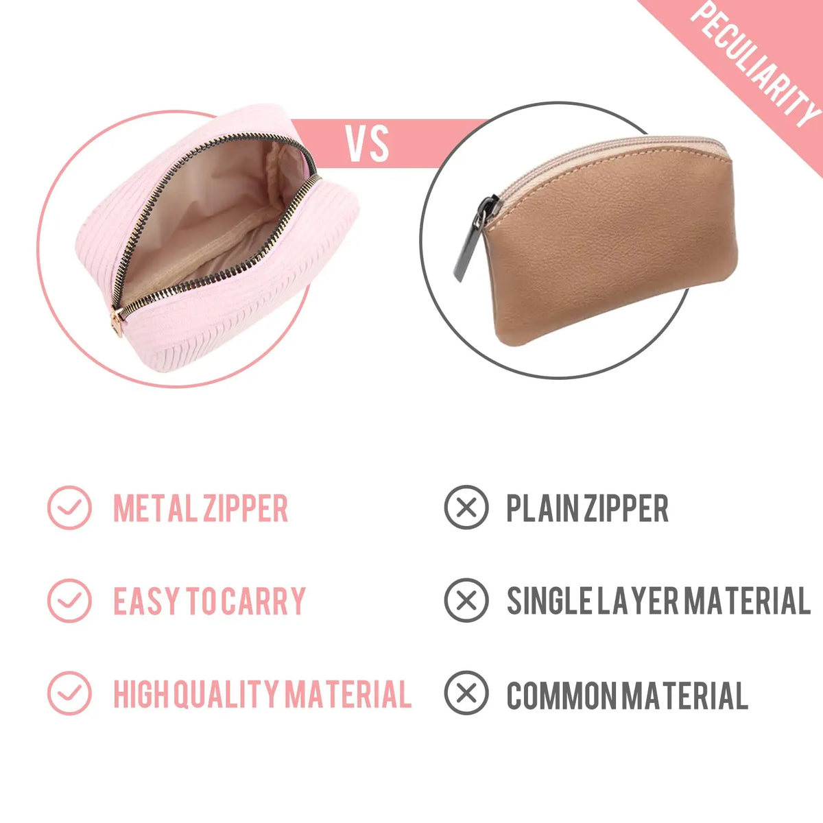 Mini Toiletry Bag, Emergency Bag Aesthetic Cosmetic Bag Small Make-Up Sanitary Napkin Made of Corduroy Makeup Bag for Women