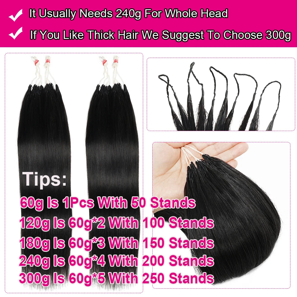 Feather Crochet Human Hair Extensions 16-26Inch Burmese Straight Hair Pre-Looped Invisible Pre-Separated Crochet Bulk Human Hair