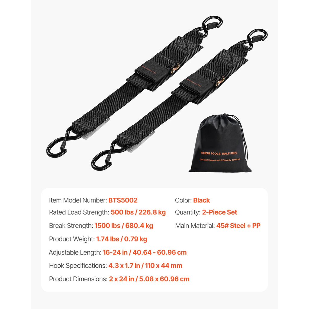 SucceBuy 2pcs 2/4ft Retractable Ratchet Straps with S Hooks 2in Cargo Ratchet Tie Down Luggage Belt Strap for Trailers Vehicles