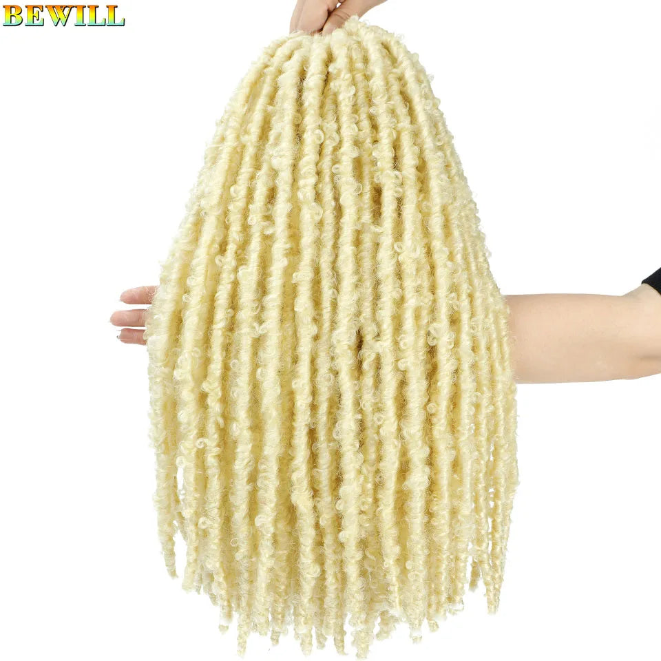 BEWILL 12 14 18 24 Inch Butterfly Locs Crochet Hair Pre-looped Synthetic Distressed Faux Braids Hair Soft Locs Goddess Locs Hair