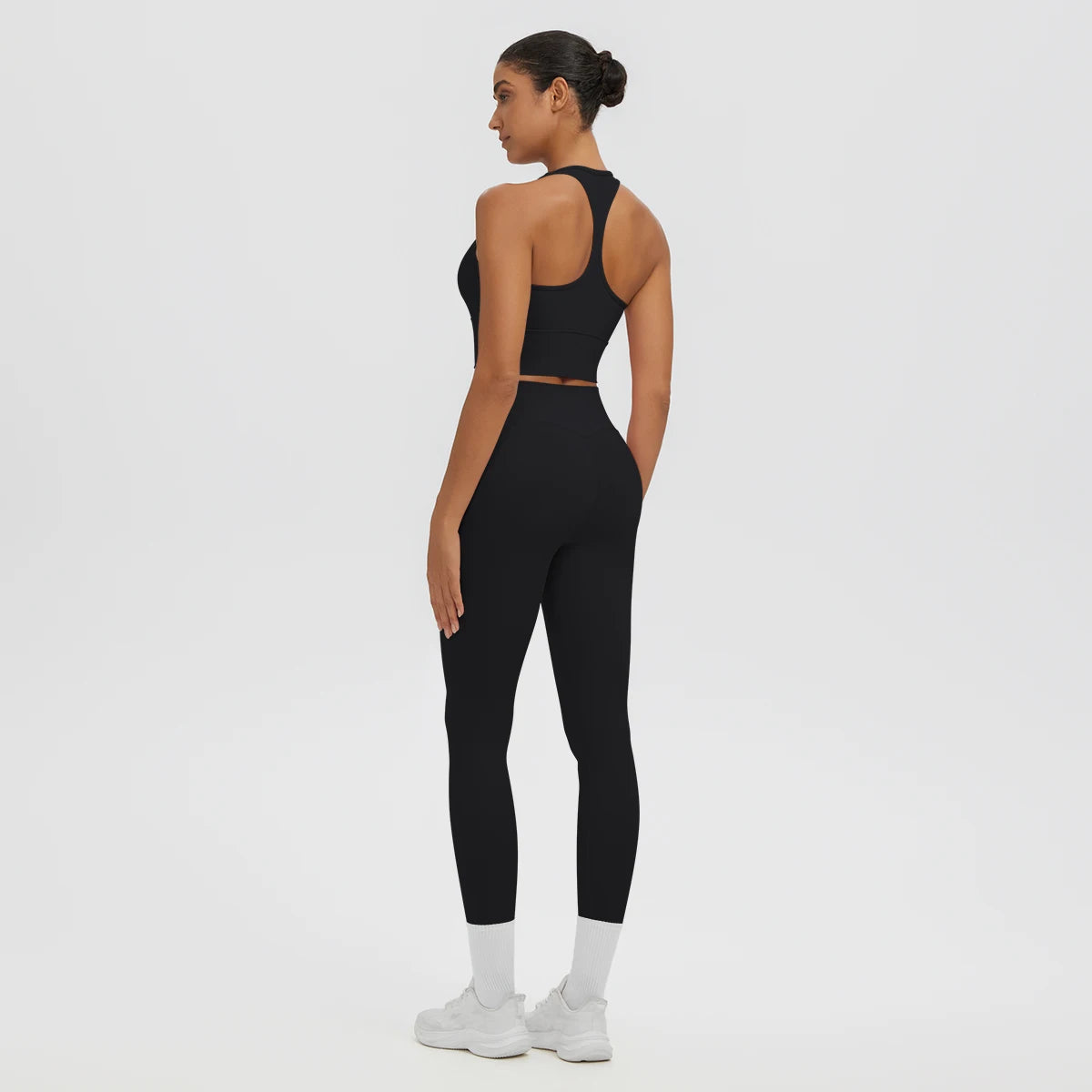 2PCS Women's Sports Pants Yoga Set Sexy Backless I-shaped Vest with Chest Pad Shock-absorbing Running Yoga Tank Top Yoga Pants