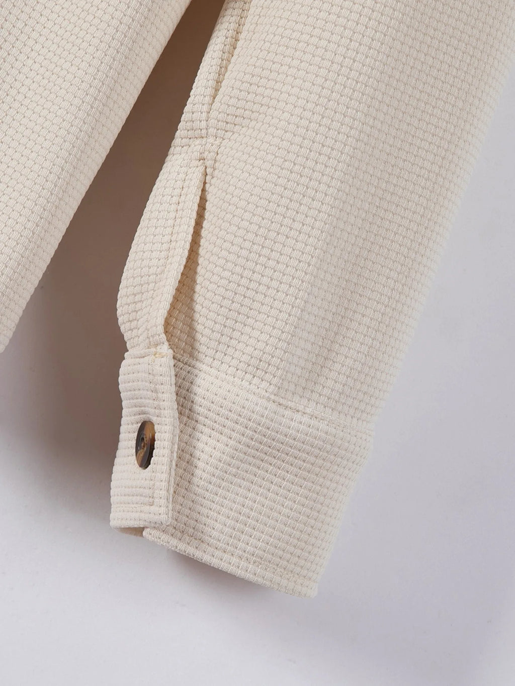 Mens Casual Waffle Texture Button Up Shirt Long Sleeve Lapel Collar Pocketed Shacket Fashion Oversized Blouse for Men