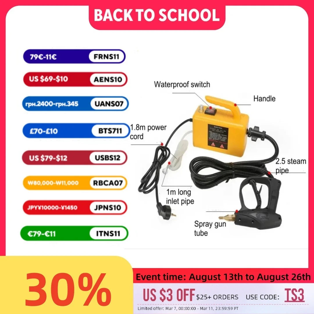 2600w220V High Temperature Steam Cleaner Portable Sterilization Pressure Jet Washer Machine for Home Car Kitchen Air Conditioner