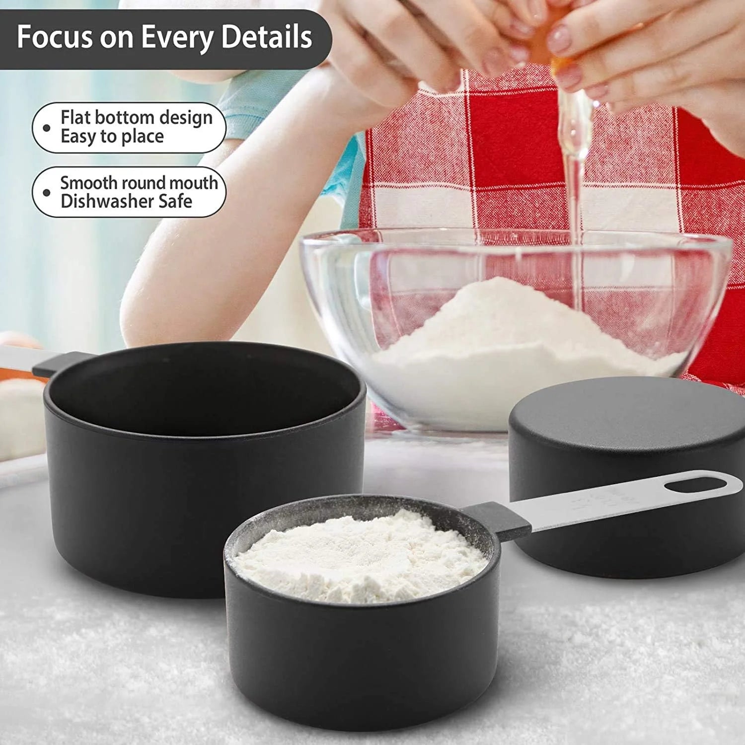8pcs Measuring Cups & Spoons Set,Stackable Nesting Measure Cups with Stainless Steel Handle,Kitchen Gadgets for Cooking & Baking