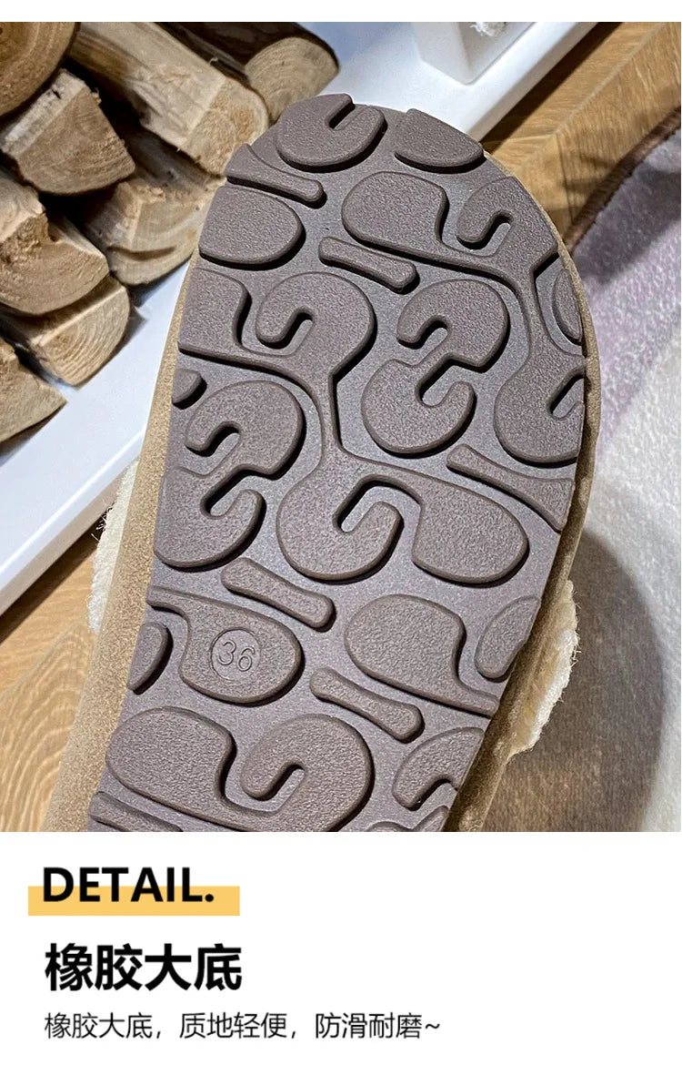 2026 Faux Suede Flats Women Lambswool Loafers Winter Warm Cotton Shoes Ladies Platform Fleeces Mocasines Female Sheep Fur Boots