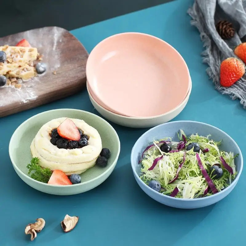 5pcs/set Vegetable Plate Tableware Plate Nordic Wheat Straw Plate Fruit Plate