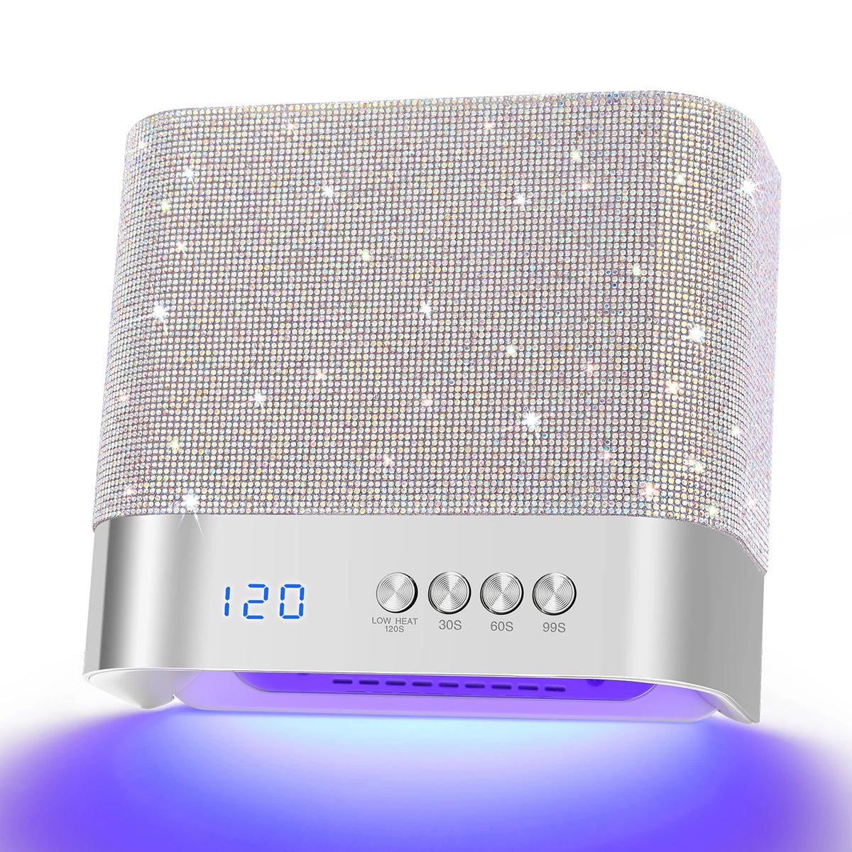 Rhinestone UV LED Nail Lamp 36 LEDs, Auto Sensor, Low Heat Mode, 4 Timer Options, Mirror Base Nail Dryer