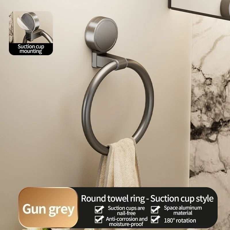 No Need To Drill Suction Cup Towel Ring Bathroom Towel Rack Kitchen Rag Rack Bathroom Toilet Wall Hanging Towel Rack