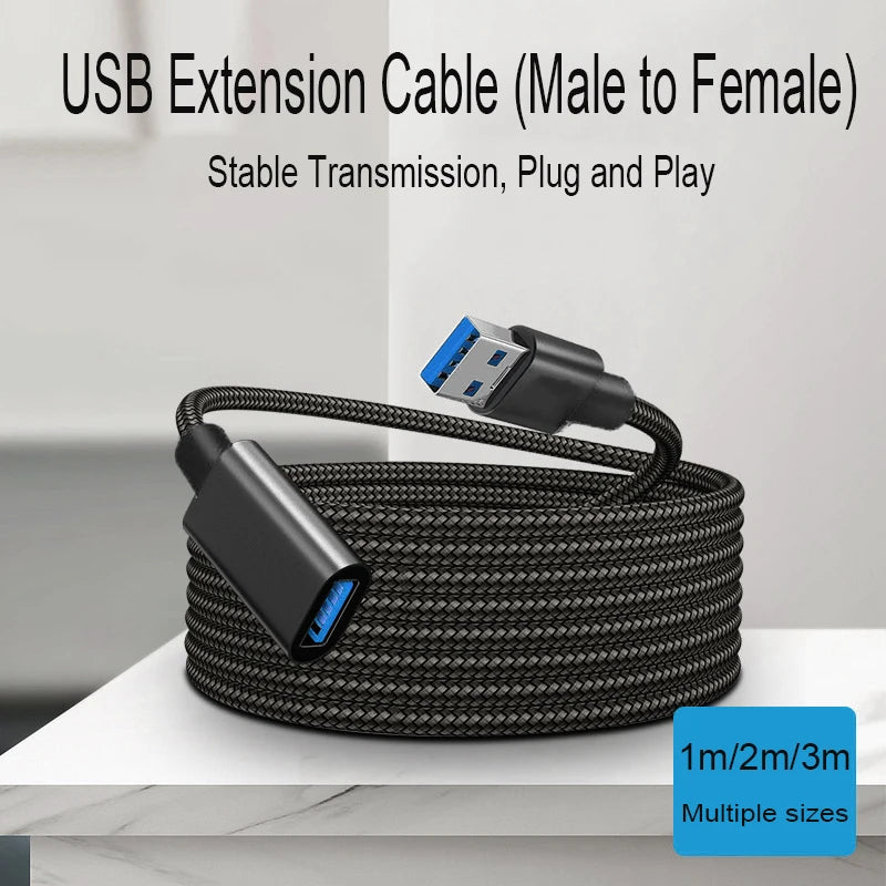 USB Extension Cables for Keyboards, Mice, Game Consoles, and Other Devices, Available in Four Colors.