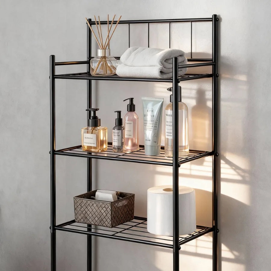 3-Tier Over Toilet Storage Rack for Space-Saving Bathroom Organization Stylish Metal Design for Maximal Storage Efficiency Abov