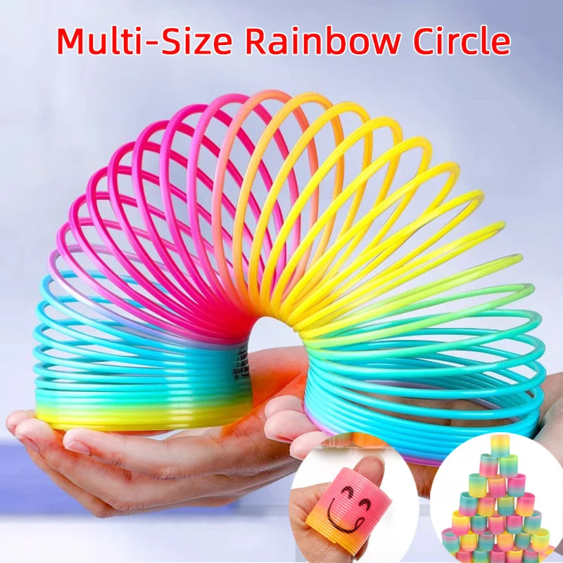 Multi-Size Rainbow Magic Spring Ring Toys Children's Birthday Party Gifts Guest Giveaways Small Gifts Pinata Flexible Fun Toys