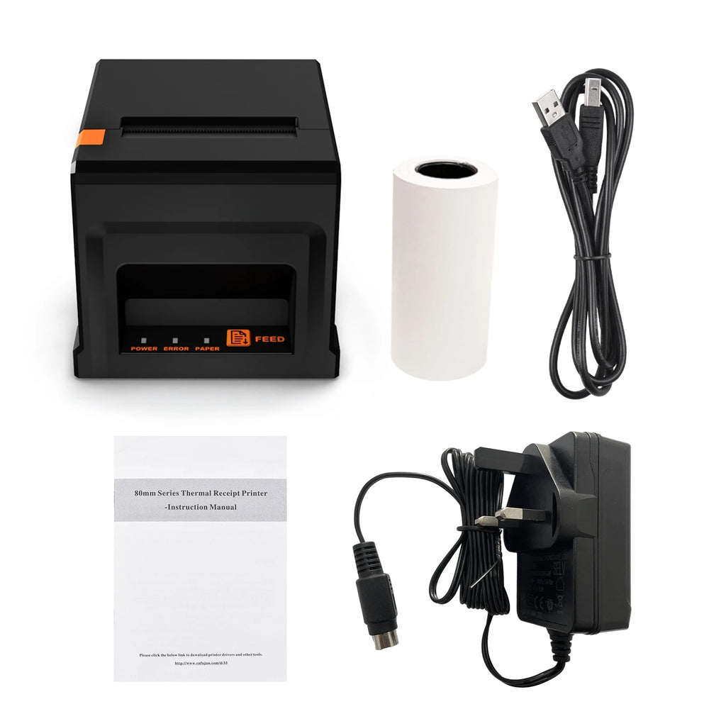 【POS-8360】80mm USB+LAN Receipt Printer POS Printer with Auto Cutter Desktop Direct Thermal Printing Compatible ESC/POS for Home
