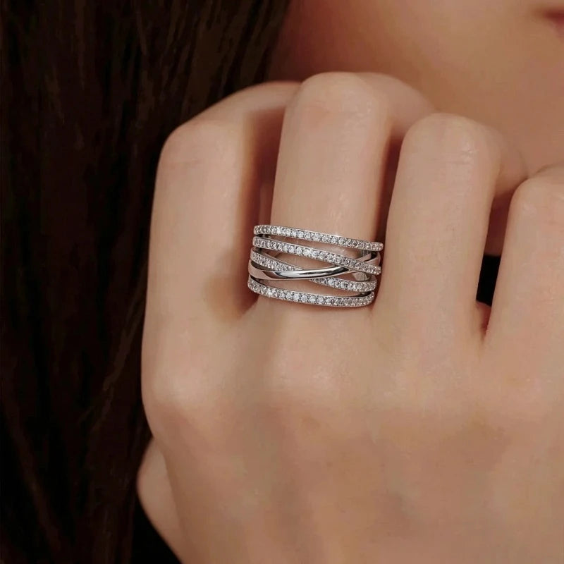 Luxurious and Fashionable Multi-layered Women's Rings Suitable for Banquets, Parties, Valentine's Day, Women's Jewelry Gifts