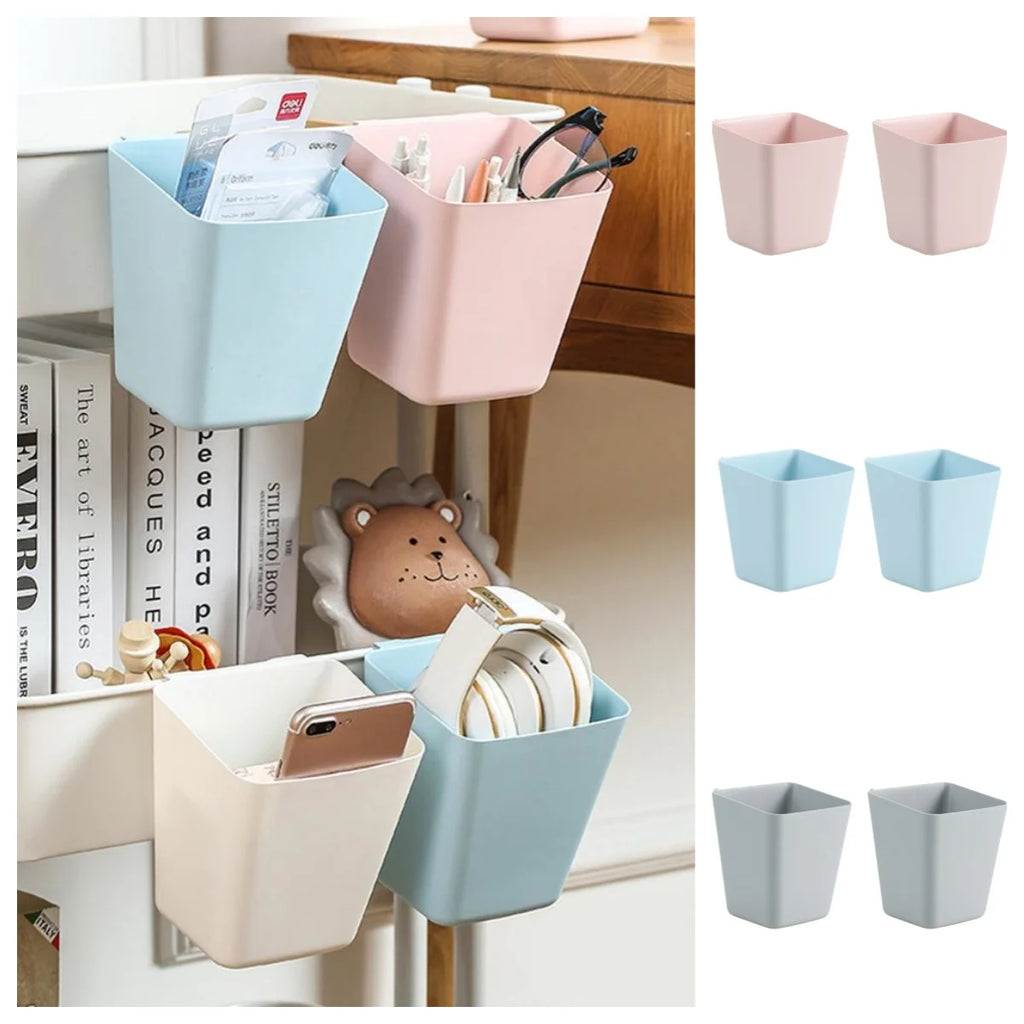 2Pcs Hanging Bucket Wall Organizers Rolling Cart Accessories Hanging Pen Holders Storage Containers Hanging Buckets For Office