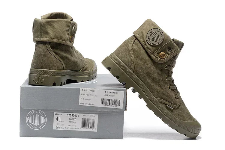 Original PALLADIUM Pallabrouse Green Sneakers Turn Men Women Workwear Ankle Boots Canvas Casual Shoes Walking Shoes Eur39-45