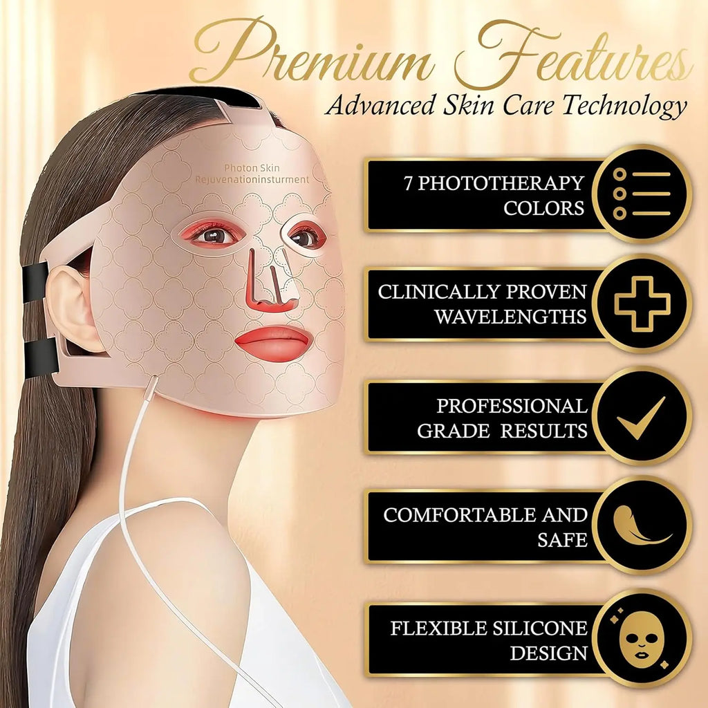 Wireless LED Mask 7 Color LED Silicone Face Mask Skin Firming Anti Aging Rejuvenation Beauty Mask Machine
