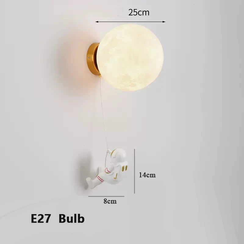 New Design Home Decoration Wall Lamp PLA Material 3D Print Lampshade Sconce Light Astronaut Climbing Moon Style Children Lustres