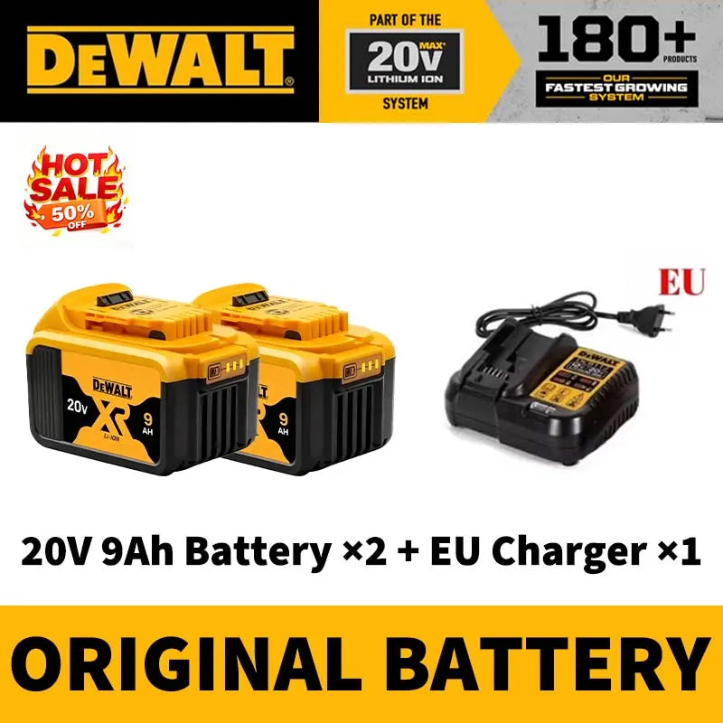 100% Genuine DEWALT 20V Max 2/5/6/9Ah Battery Charger Combo Li-Ion XR Series for Power Tools Battery DCB200,DCB202,DCB205,DCB206