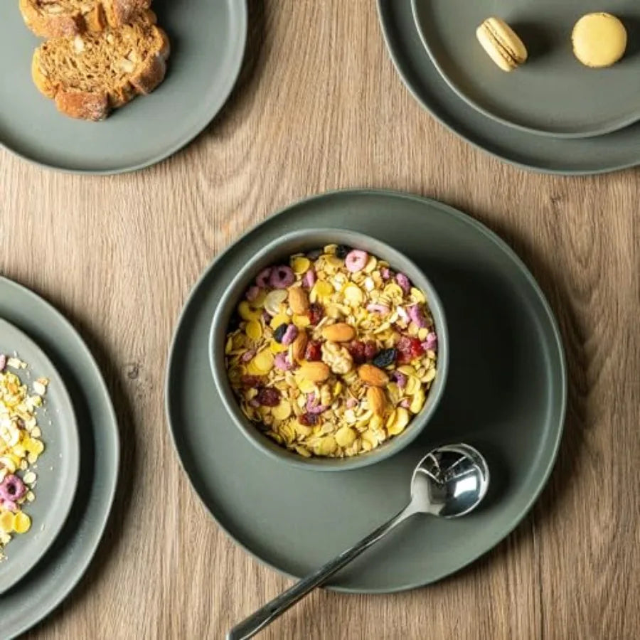 Ceramic Dinnerware Sets, Wavy Rim Stoneware Plates and Bowls Sets, Dishwasher and Microwave and Oven Safe Dishes set, 2pc