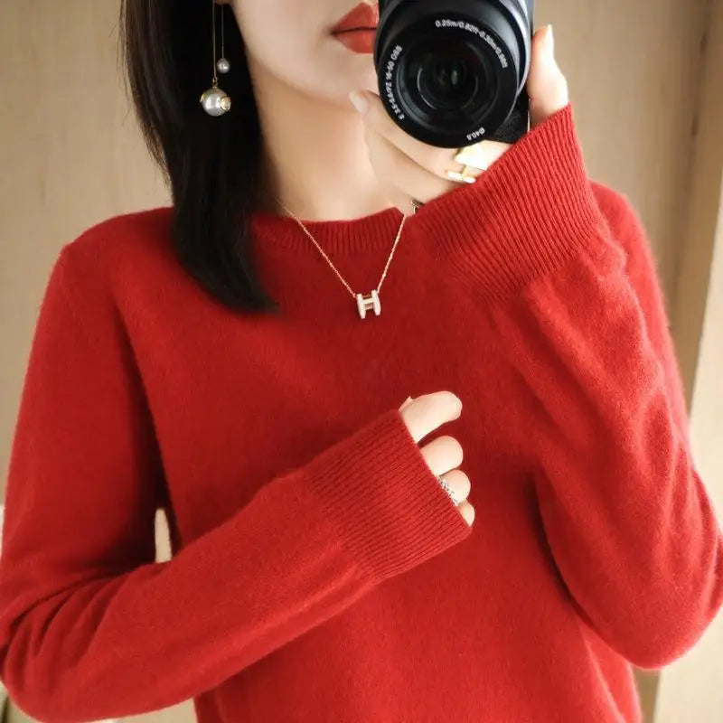 2026 Women Sweater Spring Autumn Long Sleeve O-neck Pullovers Warm Bottoming Shirts Korean Fashion Sweater Knitwear Soft Jumpers