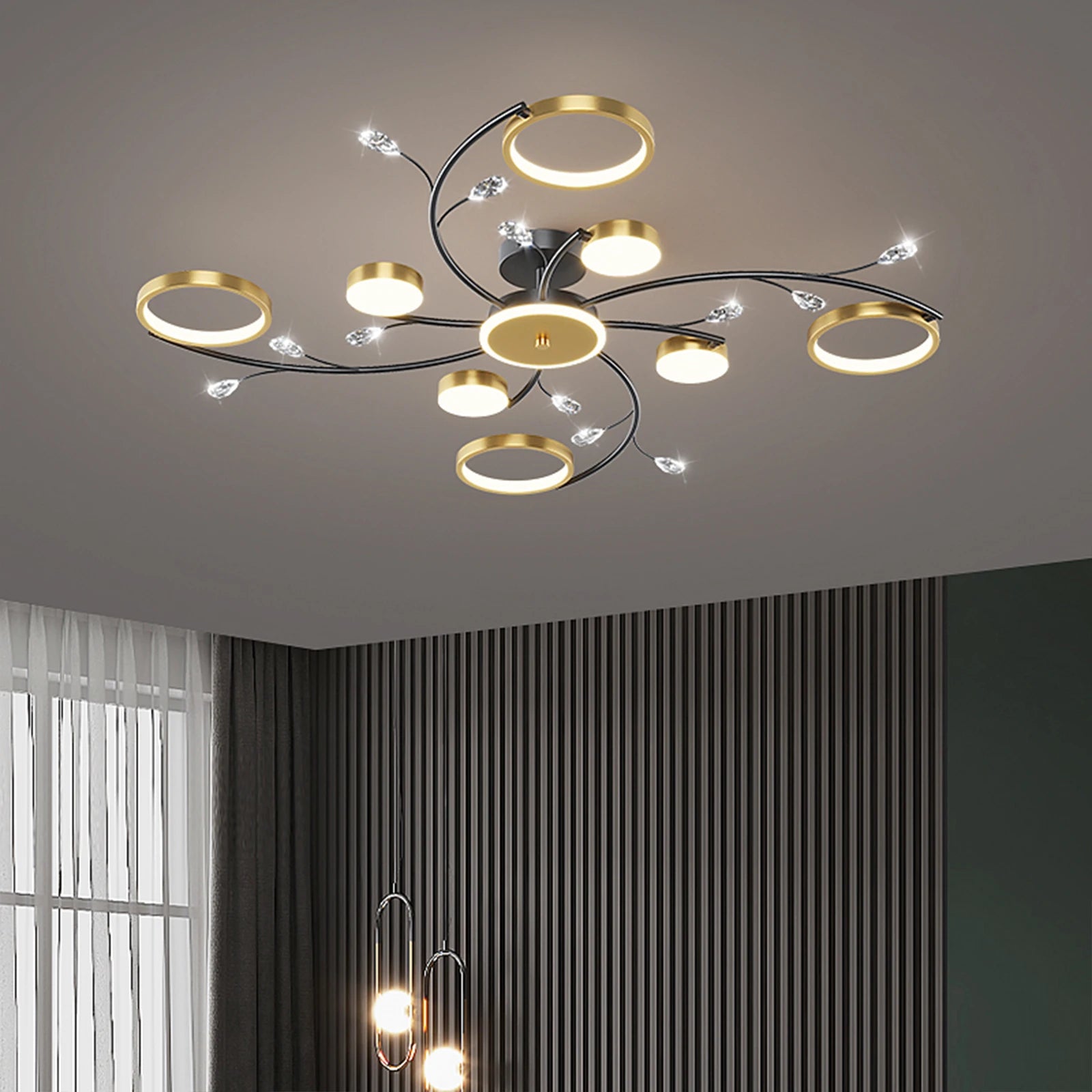Modern Ceiling Chandelier Room Decoration Led Ceiling Lamp Crystal Chandelier Nordic Modern Bedroom Ceiling Decorative Light