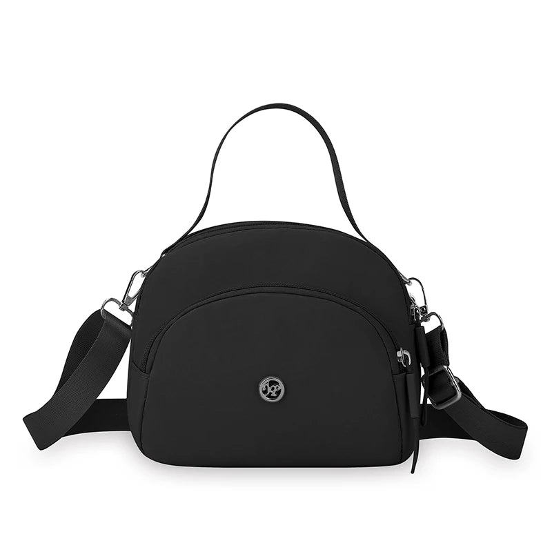 Women Nylon Handheld Bag Small Crossbody Shoulder Purse Lightweight Multi Functional Tote Casual Daily Travel Solid Color Black