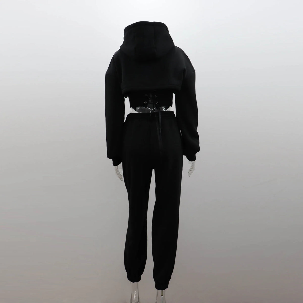 Women's Casual Sweatpants Set Belted Hooded Short Hoodie Corset Three-Piece Autumn Winter Comfortable Polyester Plus Size