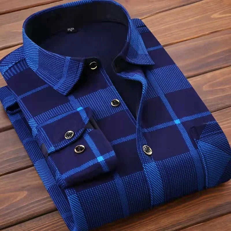 2026 Winter New arrival Men's Fashion Casual Long Sleeve Shirt autumn Men Fleece Thick Warm High Quality Large Size Shirt M-4XL