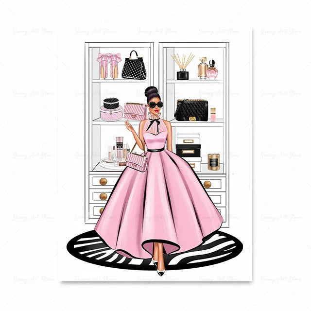 Abstract Fashion Girl DIY Diamond Painting New Lipstick Wall Art Makeup Perfume Bottle Embroidery Pink Paris Bedroom Home Decor