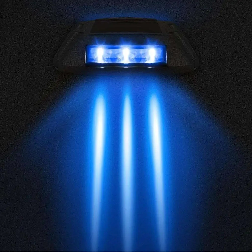 Smart Solar Road Studs with Motion Sensor - 6 LED Auto-Dimming Warning Lights IP68 Waterproof for Driveways/Parking Lots