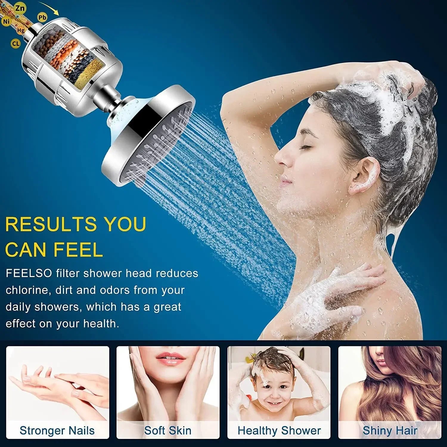 Shower head with filter, combination shower head combination, high-pressure nozzle with water filter for beauty and skincare
