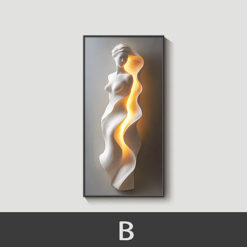 Modern Light Luxury Entrance Door Decoration Painting, Simple Abstract Corridor Hanging Painting Wall Lamp Painting Led Lights