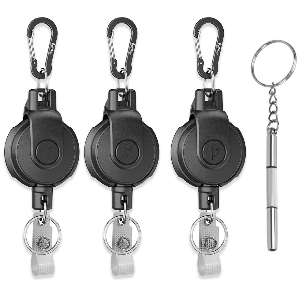 Retractable Key‌ Chain for man Reel‌ Badge Holders Retractabl Carabiner Quick Release Spring Clip outdoor camping equipment