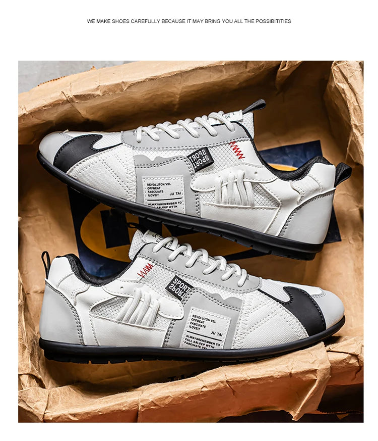 Men's Trendy Black and Gray Color-Blocked Mesh Breathable Casual Sports Shoes, Summer Thin Retro Forrest Gump Shoes, Lightweight Soft-Soled Shock-Absorbing Non-Slip Versatile Wear-Resistant Men's Shoes